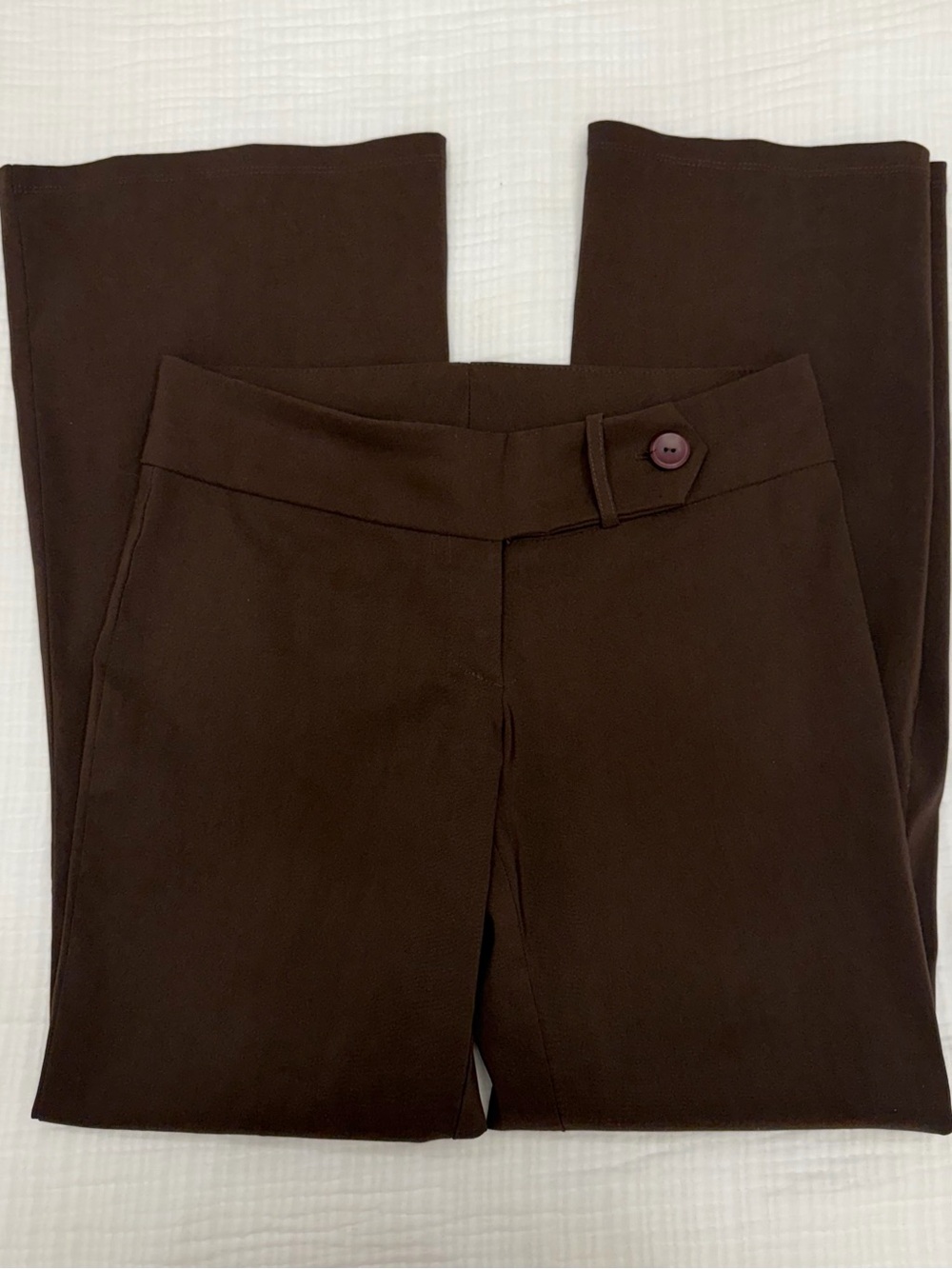 vanity dark brown low rise flare pants
